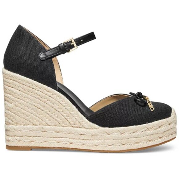 NWT Michael Kors Nori Platform Espadrille Wedge Sandals 7 MSRP $135 Black - Picture 4 of 9